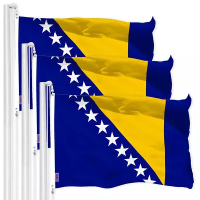 3 Pack: Bosnia Herzegovina Bosnian Flag 3x5 Ft Printed 150D Poly Indoor/Outdoor • $35.99