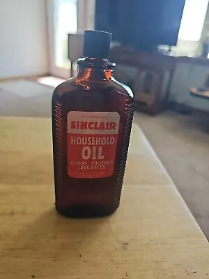 Vintage WW2 Era Sinclair Glass Bottle Household Oil NOS. Full. 4oz. • $25