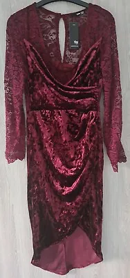 £29.99 • Buy Womens TFNC Amela Velvet Purple Midi Dress Size UK 16