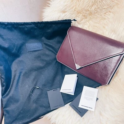 $199 • Buy Pre-Loved Burgundy Red Alexander Wang Leather Envelope Clutch Bag