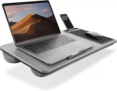 Lap Desk Laptop Stand Portable Tray With Cushion-Built In Mouse Pad+Phone Holder • £29.99