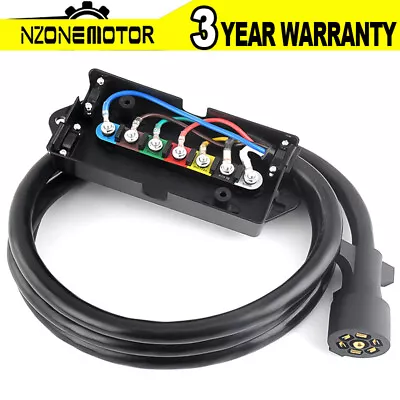 Heavy Duty 7 Way Plug Inline Trailer Cord With 7 Gang Junction Box - 8 Feet • $31.17