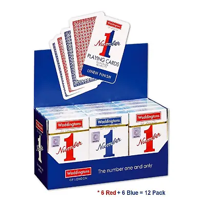 Waddingtons No.1 Playing Cards Number One Classic Red Blue Game Poker 12 Decks • £18.99