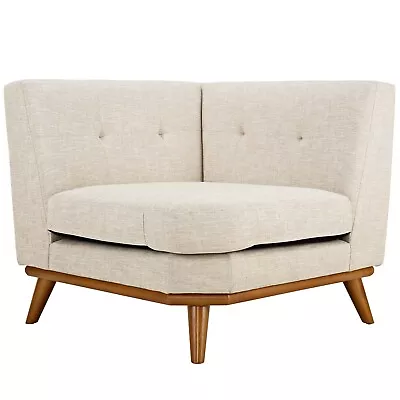 Modway Mid-Century Modern Upholstered Fabric Sectional Corner Sofa In Beige • $662.45