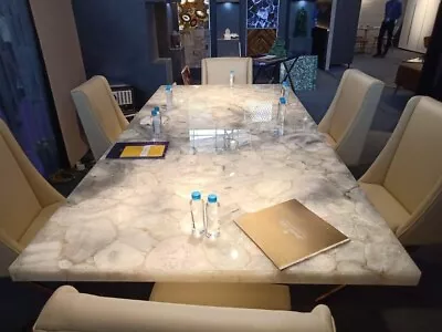 Stone Dining Table Quartz Table Agate Countertop Office Meeting Table Decor • $2408.01