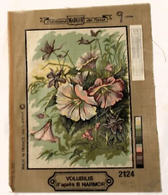 Printed Needlepoint Canvas Margot De Paris Volubilis Flowers RARE 18 Ct 15x11  • $67.50