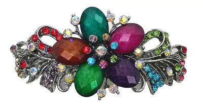 Bella Large Barrette Hair Clip For Women Decked  W. Beads & Crystals U86012-0052 • $9.99