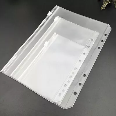 £6.38 • Buy 12Pcs A5 A6 A7 Clear PVC Binder Pocket Zipper Folders For 6-Ring Notebook Binder
