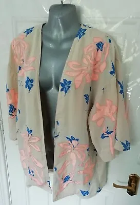 £21.99 • Buy TOPSHOP 10 Nude Pink Blue Embroidered Open Kimono Style Jacket Cover Top NEW