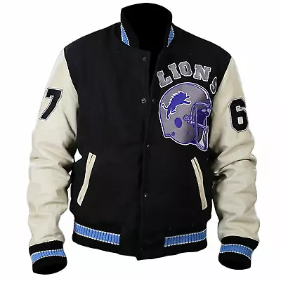 Axel Foley Beverly Hills Cop Detroit Lions Wool With Leather Sleeves Jacket • $117.99