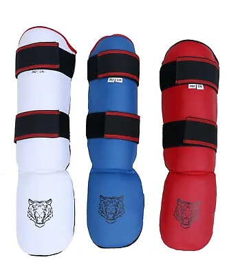 Kids Taekwondo Vinyl Shin Pad InstepPair Guard Boxing Karate Muay Foot Protector • $18.50