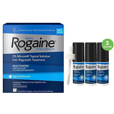 £16.99 • Buy ROGAINE Men's Extra Strength 5% Minoxidil Solution, 3-Month Supply Hair Loss UK~