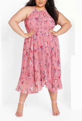 CITY CHIC Miriam Print Maxi Dress In Blush Plus Size XS/14 NWT [RRP $159.95] • $55