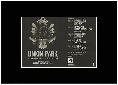 Linkin Park - A Thousand Suns UK Tour - A4 Matted Mounted Magazine Artwork • £8.99