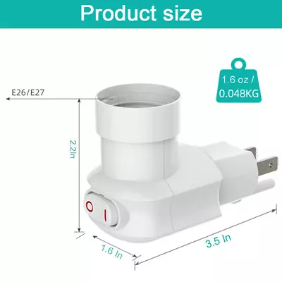 Plug In Light Socket Outlet To E27 Light Bulb 3-Prong Outlet Socket Adapter 360 • $9.49