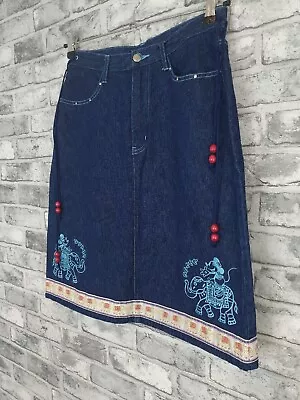 Disney Denim Skirt Size 12 Tokyo Resort Minnie Mickey Mouse • £39.99