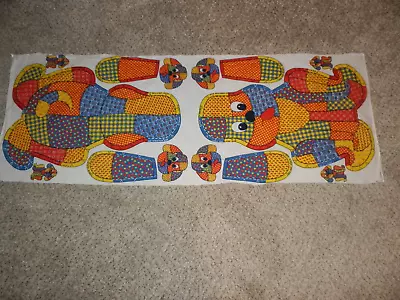 Vtg Cut And Sew Fabric Panel Patchwork Dog Puppy Stuffed Pillow  20  Red Yellow  • $13.99