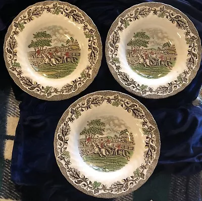 3 MYOTTS COUNTRY LIFE IRONSTONE BOWLS IN BROWN & WHITE Excellent Condition! • £9