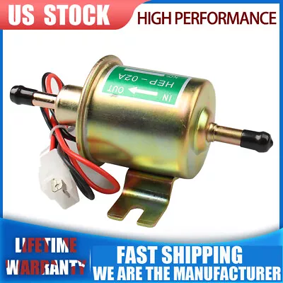 Universal Electric Fuel Pump Low Pressure 4-7PSI 8mm Inlet & Outlet HEP-02A Auto • $14.69