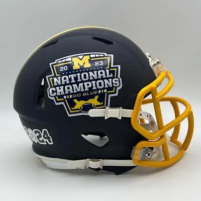 Michigan Wolverines CUSTOM Matte Navy 2023 National Champs Mini Football Helmet • $65