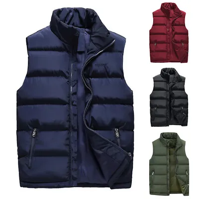 Men Quilted Bubble Puffer Waistcoat Vest Tank Top Padded Jacket Gilet Coat Black • $42.60