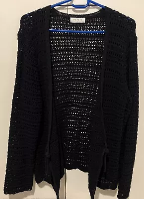 Ladies Size L Navy Blue Crochet Look Cardigan Matalan • £9.86