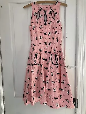 Voodoo Vixen Atomic Cat Pink Retro Fit And Flare Dress Size XS • $42