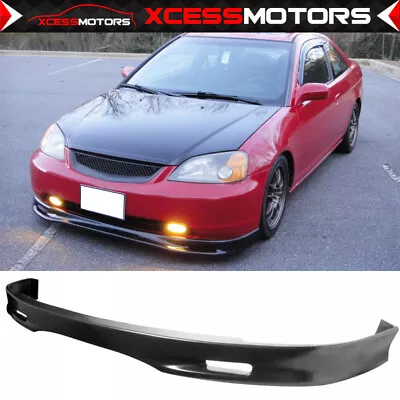 Fits 01-03 Honda Civic SPOON Style Front Bumper Lip Lower Spoiler Splitter - PU • $59.99