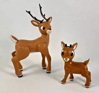 VINTAGE RUDOLPH THE RED NOSED REINDEER Figures Ornaments Light Up Nose • $10