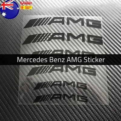 6x Black Curved AMG Badge Emblem Sticker Mercedes Benz Brake Window Decal AUS • $15.99