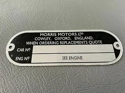 Morris Minor 1000 'morris Motors Ltd' Chassis Plate Lmg1021 3t2 • $5.60