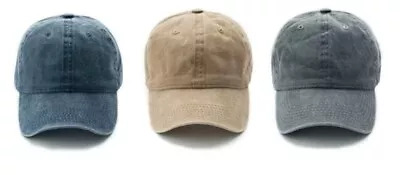 £6.27 • Buy Baseball Cap Vintage Style Denim Adjustable Faded Hat Grey Navy Blue Khaki/Beige