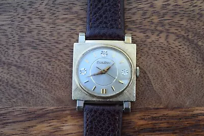 Vintage BULOVA 10K Gold Filled Diamond Dial 21 Jewels Watch With Leather Strap • $149