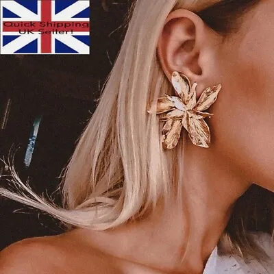 £3.99 • Buy Vintage Metal Flower Big Earrings For Women Gold Silver Geometric Statement Gift