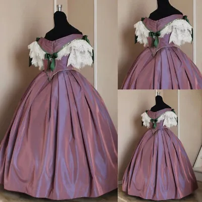 Victorian Quinceanera Dress Satin Princess Evening Prom Party Gowns Vintage 50s • $137.01