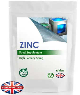 Zinc 50mg - 30/60/90/120/180 Tablets (Hair Skin Nails Immune Health) UK (V) • £3.99