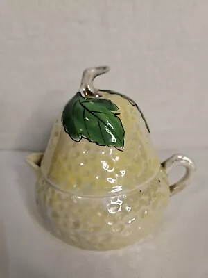 Dimpled Pear Ceramic Citrus Juicer Reamer 2-Piece Bowl Reamer/ Lid Japan • $15