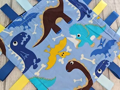 Taggy Blanket 8  Dinosaurs Cuddle Blanket Baby Gift Baby Accessories Clothes Tag • £5