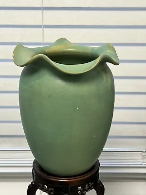 Antique Pottery Matte Green Vase • $150