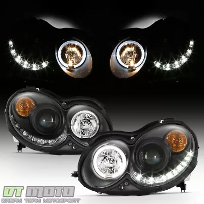 Black 2003-2009 Mercedes Benz W209 Projector Headlights W/ LED DRL Running Light • $398.99