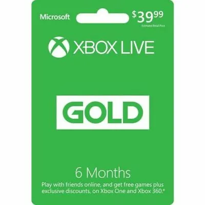 Microsoft Xbox Live Gold Digital Delivery - 6 Months • $34