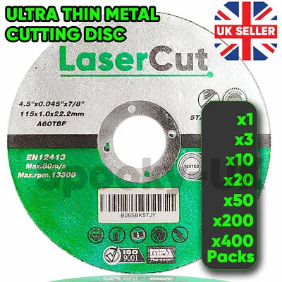 £18.99 • Buy LaserCut (4.5 ) 115mm X 1mm X 22.2mm Thin Stainless Steel Metal Cutting Discs