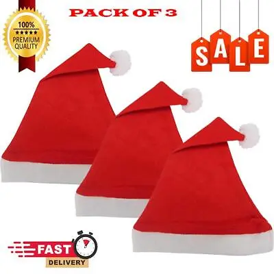 £4.99 • Buy 3 X Christmas Red Santa Hats For Children Adults Thickened Warm Christmas Party