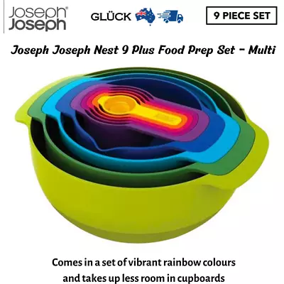 Joseph Joseph Nest 9 Plus Food Prep Set Measuring Cup Sieve Mixing Bowl Colander • $133.78