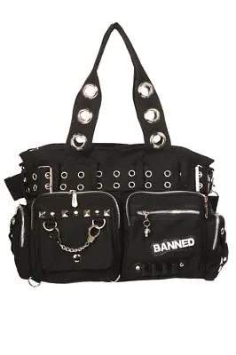£34.99 • Buy Black Gothic Rockabilly Punk Emo Canvas Handcuff Shoulder Bag By BANNED Apparel
