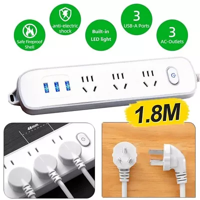 Power Board 3 Way Outlets Socket 3 USB Charging Charger Ports Surge Protector AU • $15.69