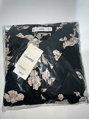 NWT! MNG Beautiful Floral Print Collared Long Sleeve Tie Blouse Shirt Top Medium • $21