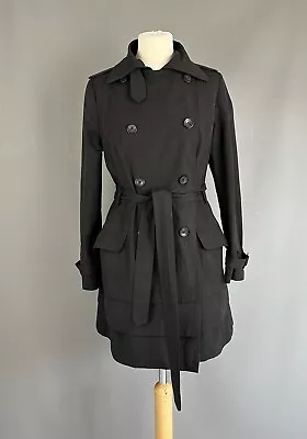 M&S Per Una Belted Frill Skirted Rain Parka Military Trench Mac Jacket Coat 12 • £15