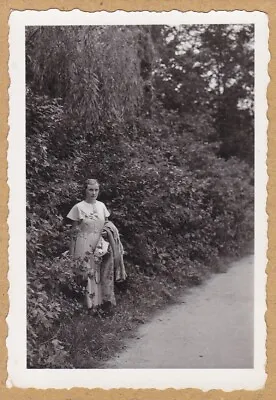 Pretty Lady Posing In Bushes Plants Outdoors Fashion Strange Vintage Photo • $2.49