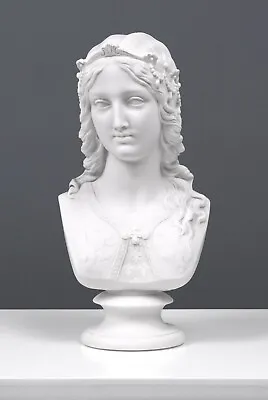 Princess Bust Sculpture - Medieval Lady Statue (WHITE CAST MARBLE) 27 Cm / 10.6  • $186.40